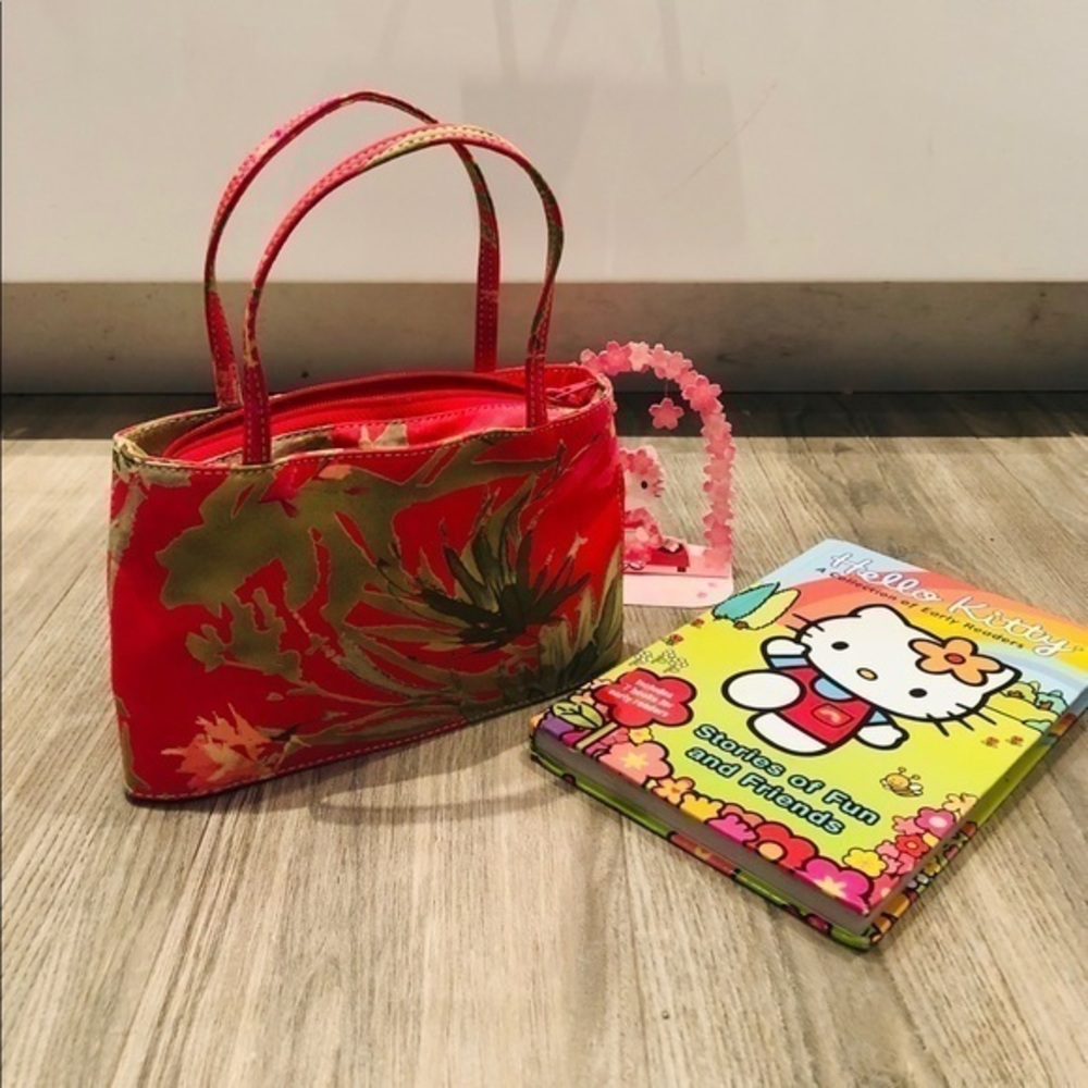 Laura Madrigano Satin Hot Pink Mini Purse and book